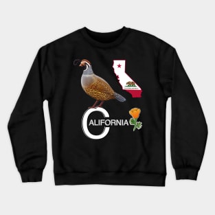 California quail state bird Californian poppy flowers Crewneck Sweatshirt